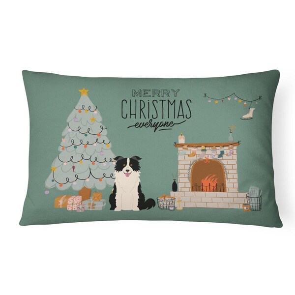 Carolines Treasures Carolines Treasures CK7681PW1216 12 x 3 x 16 in. Black White Border Collie Christmas Everyone Canvas Fabric Decorative Pillow - CK7681PW1216