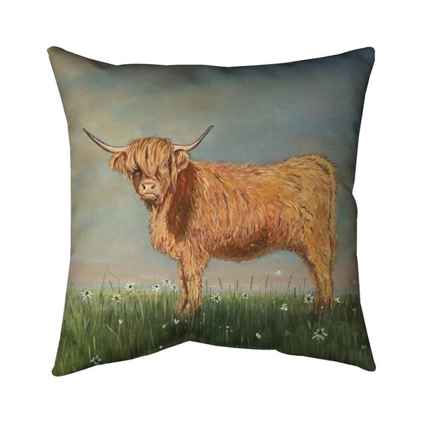 Begin Home Decor 26 x 26 in. Daisy The Highland Cow-Double Sided Print Indoor Pillow - 5541-2626-AN499