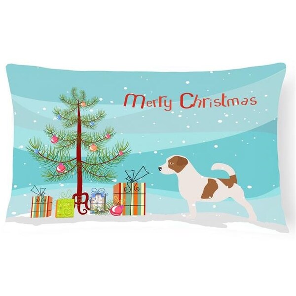 Carolines Treasures Carolines Treasures BB2925PW1216 Jack Russell Terrier Merry Christmas Tree Canvas Fabric Decorative Pillow - BB2925PW1216