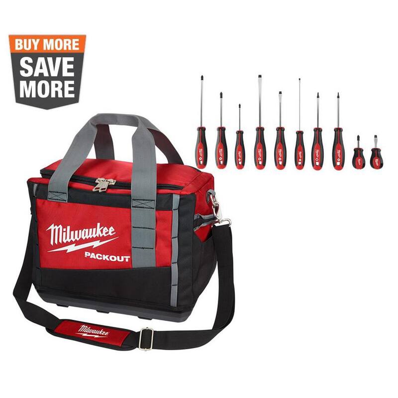 Milwaukee 15 in. PACKOUT Tool Bag/Tote with Screwdriver Set (11-Piece) - 48-22-8321-48-22-2710