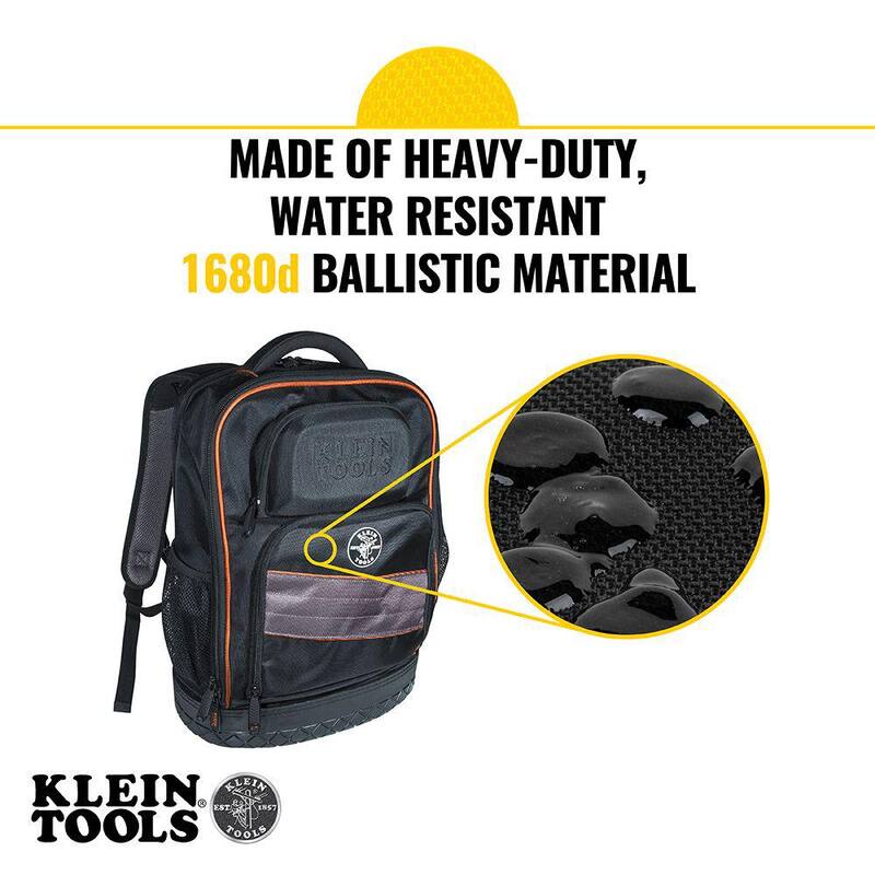 Klein Tools 14 in. Tradesman Pro Organizer Technician's Jobsite Backpack with Toughbook Laptop Pocket - 55439BPTB