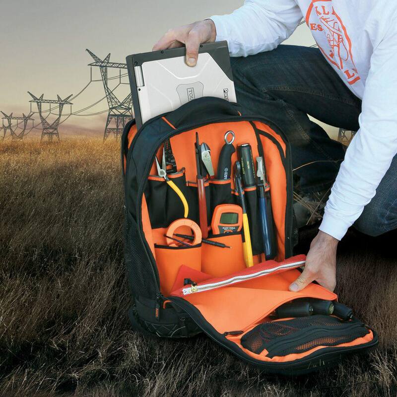 Klein Tools 14 in. Tradesman Pro Organizer Technician's Jobsite Backpack with Toughbook Laptop Pocket - 55439BPTB