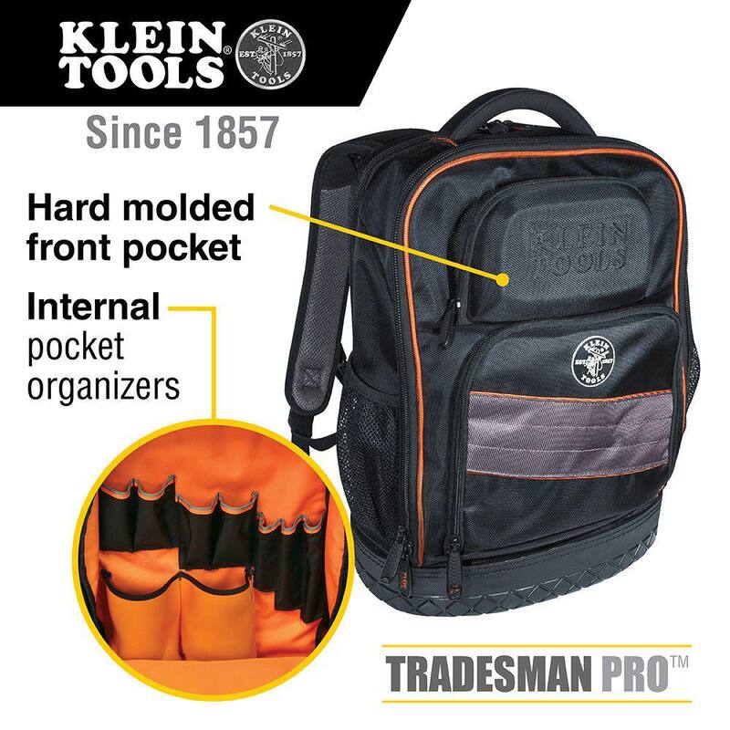 Klein Tools 14 in. Tradesman Pro Organizer Technician's Jobsite Backpack with Toughbook Laptop Pocket - 55439BPTB