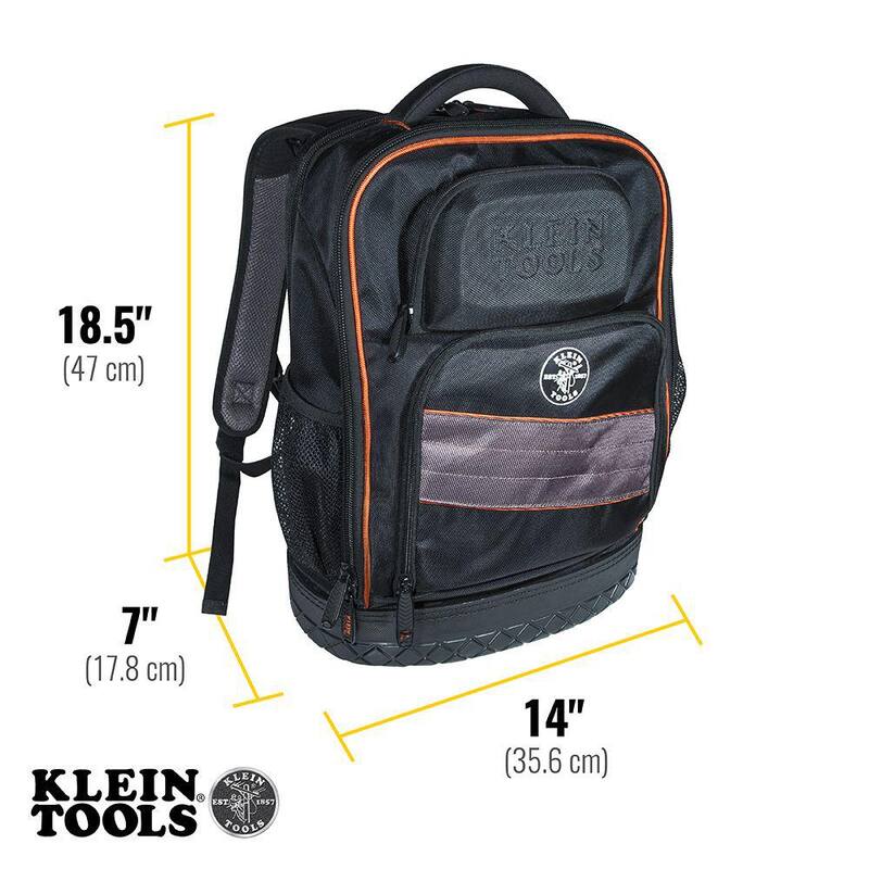Klein Tools 14 in. Tradesman Pro Organizer Technician's Jobsite Backpack with Toughbook Laptop Pocket - 55439BPTB