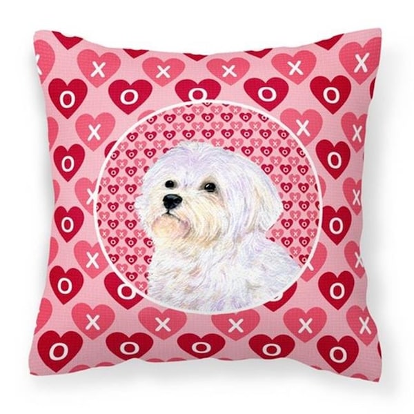 Carolines Treasures Carolines Treasures SS4481PW1414 Maltese Hearts Love & Valentines Day Portrait Fabric Decorative Pillow; 14 x 3 x 14 in. - SS4481PW1414