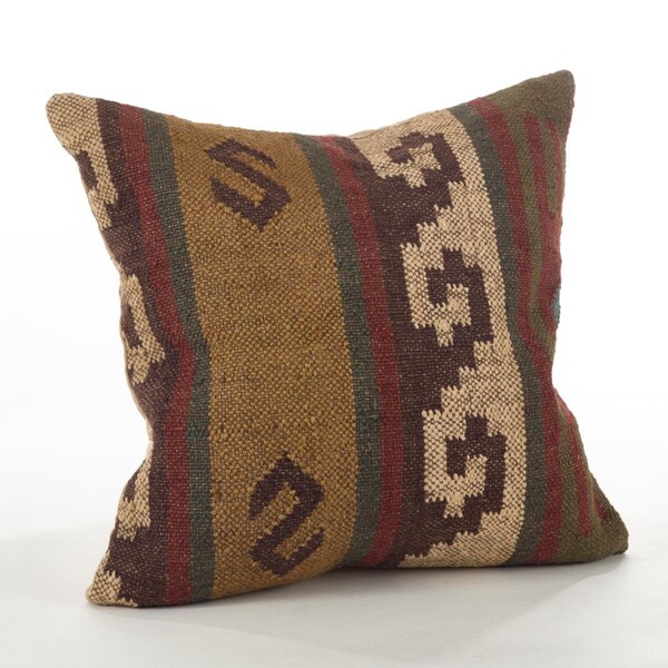 Rlm Distribution SARO  20 in. Square Sruare Kilim Design Down Filled Throw Pillow  Multi Color - HO2657500