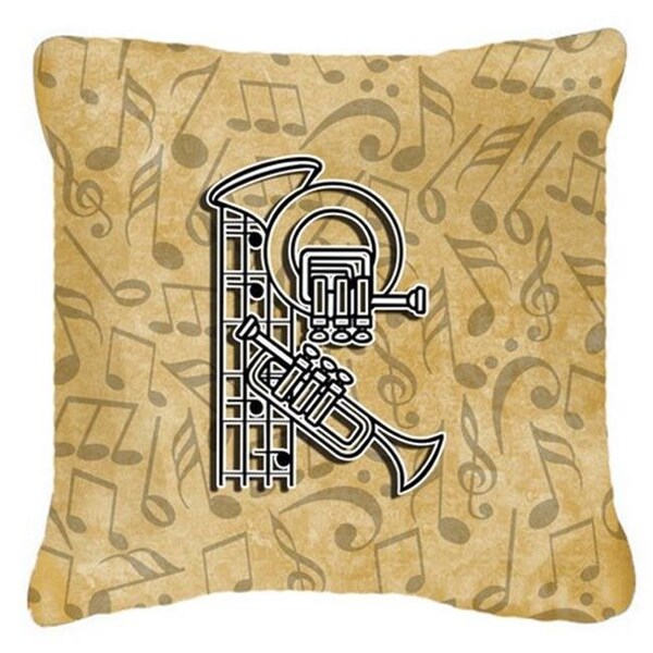 Carolines Treasures Carolines Treasures CJ2004-RPW1818 Letter R Musical Instrument Alphabet Canvas Fabric Decorative Pillow - CJ2004-RPW1818