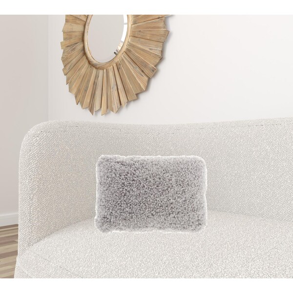 Homeroots 14 x 20 in. Pale Gray Knubby Plush Lumbar Throw Pillow - 386396