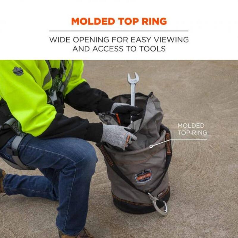 Ergodyne Arsenal 12 in Large Nylon Hoist Bucket Tool Bag - D-Rings, Zipper Top - 5973