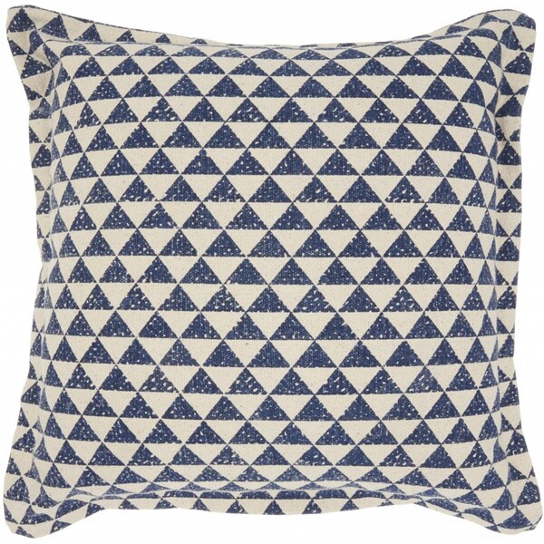 Palacedesigns 20 x 20 in. Indigo & Ivory Triangle Design Throw Pillow - PA3667584