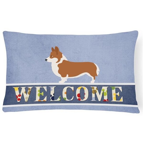 Carolines Treasures Carolines Treasures BB8320PW1216 Pembroke Welsh Corgi Welcome Canvas Fabric Decorative Pillow - BB8320PW1216