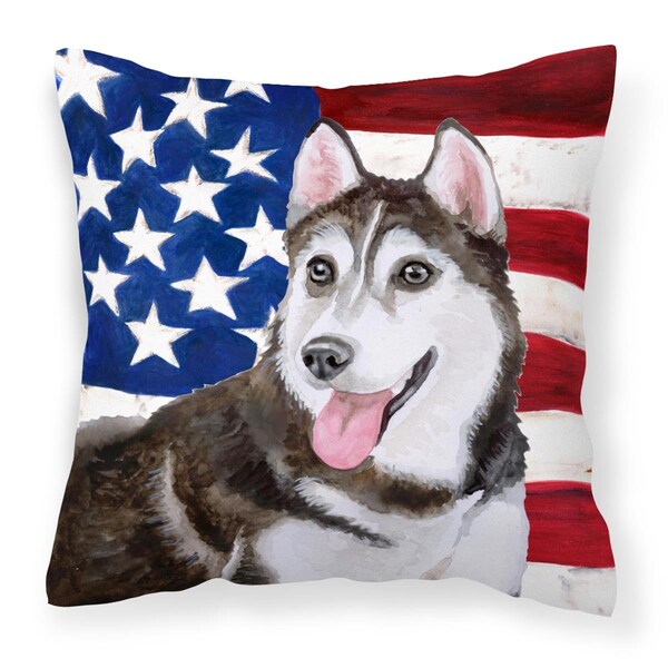 Jensendistributionservices Siberian Husky No.2 Patriotic Fabric Decorative Pillow - MI2551648