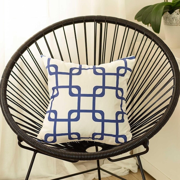 Gfancy Fixtures Blue Geometric Squares Decorative Throw Pillow Cover - 18 x 18 in. - GF3679307