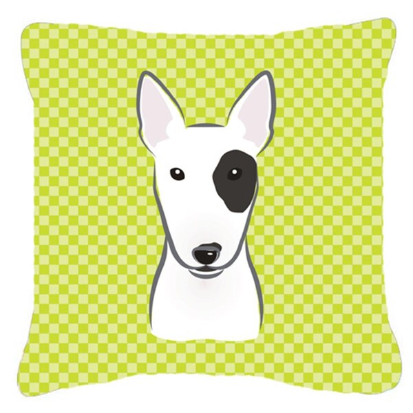 Jensendistributionservices Checkerboard Lime Green Bull Terrier Fabric Decorative Pillow, 18 x 18 In. - MI2555403