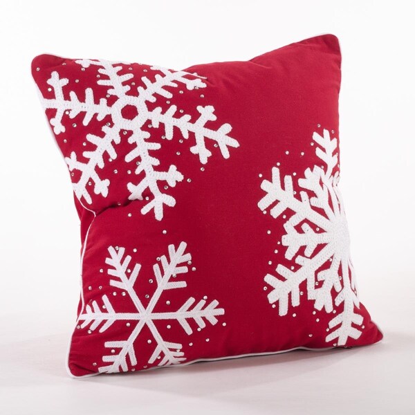 Rlm Distribution SARO  18 in. Square Studded Snowflake Throw Pillow  Red - HO2657547