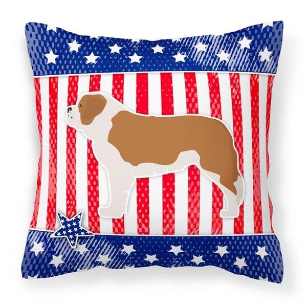 Carolines Treasures Carolines Treasures BB3376PW1818 USA Patriotic Saint Bernard Fabric Decorative Pillow - BB3376PW1818