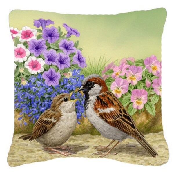 Jensendistributionservices House Sparrows Feeding Time Canvas Decorative Pillow - MI2557164