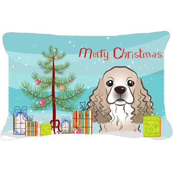 Carolines Treasures Carolines Treasures BB1588PW1216 Christmas Tree & Cocker Spaniel Fabric Decorative Pillow - BB1588PW1216