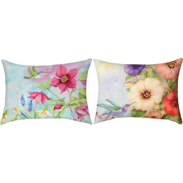 Manual Woodworkers & Weavers Manual Woodworkers & Weavers SHNHUM 18 x 13 in. Natures Grace Hummingbird Petunias Dye 100 Hours Pillow - SHNHUM