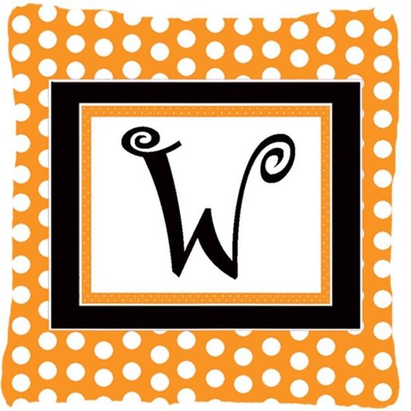 Carolines Treasures Carolines Treasures CJ1033-WPW1414 14 x 14 in. Monogram Initial W Orange Polkadots Fabric Decorative Pillow - CJ1033-WPW1414