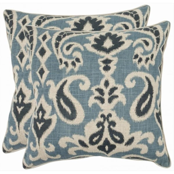 Safavieh Brian 22-Inch Porch Blue Decorative Pillows- 2PK - PIL834C-2222-SET2