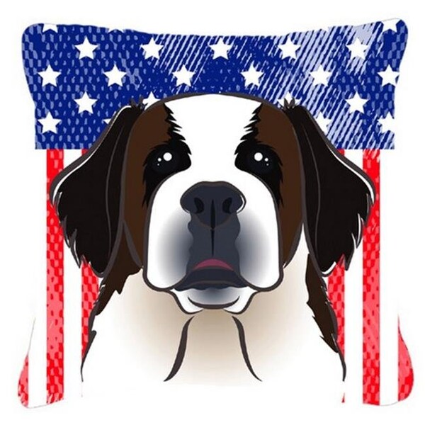 Carolines Treasures Carolines Treasures BB2176PW1818 American Flag & Saint Bernard Fabric Decorative Pillow - BB2176PW1818