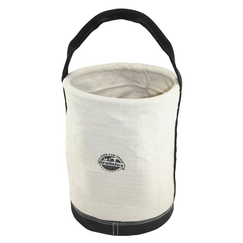 Graintex 12 in. 1-Pocket Utility Tool Bucket in White with Hook - CB2343