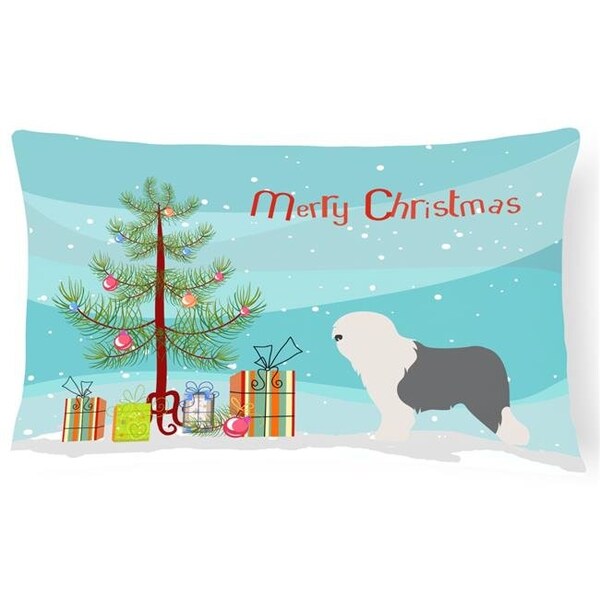 Carolines Treasures Carolines Treasures BB8456PW1216 Old English Sheepdog Bobtail Christmas Canvas Fabric Decorative Pillow - BB8456PW1216