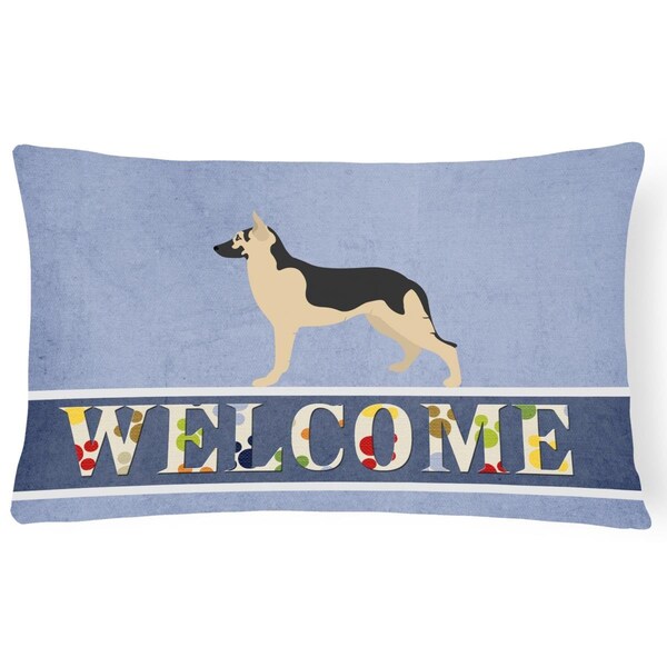 Carolines Treasures German Shepherd Welcome Canvas Fabric Decorative Pillow - CA69063