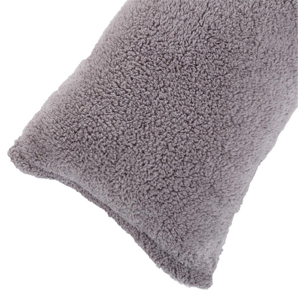 Lavish Home Lavish Home  Body Soft Sherpa Pillow Cover with Zipper - Grey - 64-28-G