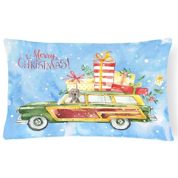 Carolines Treasures Carolines Treasures CK2426PW1216 Merry Christmas Weimaraner Canvas Fabric Decorative Pillow - CK2426PW1216