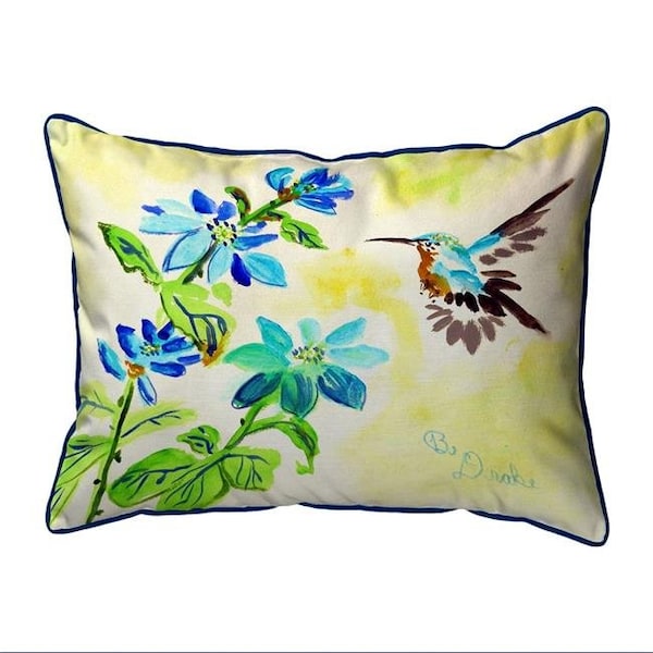Betsy Drake Betsy Drake SN1009 11 x 14 in. Aqua Hummingbird Small Indoor & Outdoor Pillow - SN1009