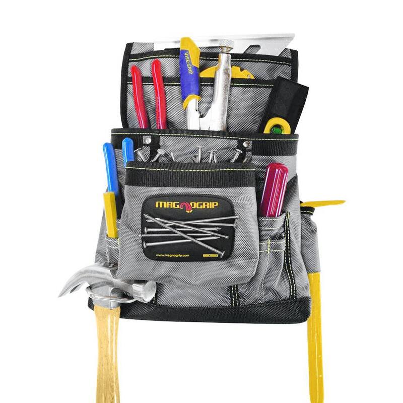 MagnoGrip 11 in. 10-Pocket Platinum Magnetic Tool Pouch with Belt - 002-474