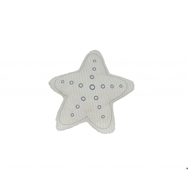 Homeroots White & Blue Star Pillow12 x 12 x 4.5 in. - 364155