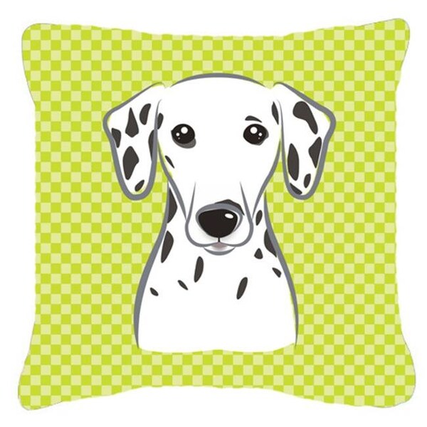 Carolines Treasures Carolines Treasures BB1272PW1414 Checkerboard Lime Green Dalmatian Fabric Decorative Pillow; 14 x 14 In. - BB1272PW1414