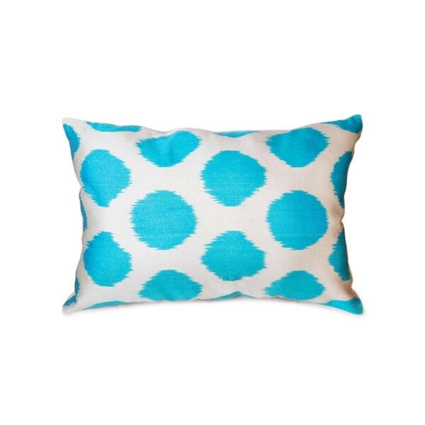 Daphnes Dinnette Silk Velvet Ikat Pillow, Aqua - 15 x 24 in. - DA1123476