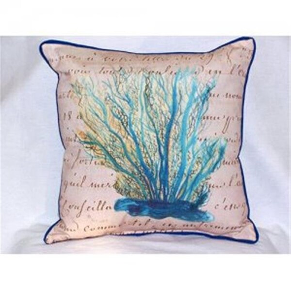 Betsy Drake Betsy Drake ZP703B Blue Coral Beige Throw Pillow; 22 x 22 in. - ZP703B