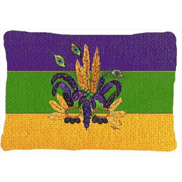 Carolines Treasures Carolines Treasures 8387PW1216 Mardi Gras Mask Indoor & Outdoor Fabric Decorative Pillow - 8387PW1216