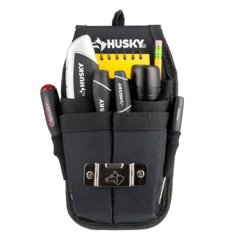 Husky 5 in. 5-Pocket Black Four Barrel Tool Belt Pouch - HD00131-TH