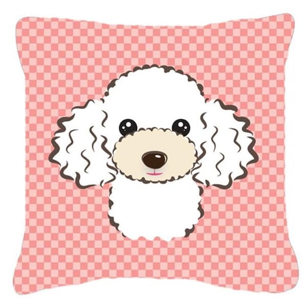 Carolines Treasures Carolines Treasures BB1257PW1414 Checkerboard Pink White Poodle Fabric Decorative Pillow; 14 x 14 In. - BB1257PW1414