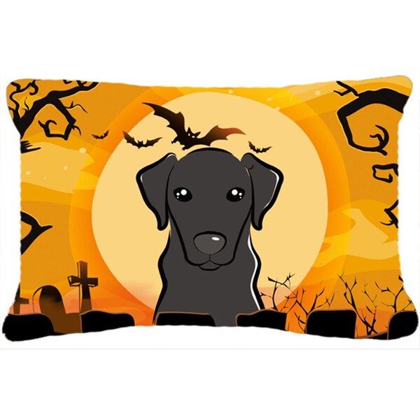 Carolines Treasures Halloween Black Labrador Fabric Decorative Pillow - BB1793PW1216