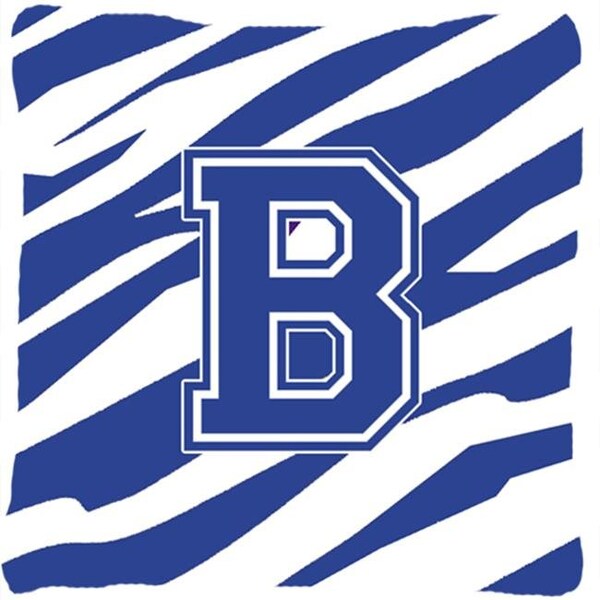 Carolines Treasures Carolines Treasures CJ1034-BPW1414 14 x 14 in. Monogram Initial B Tiger Stripe Blue and White Fabric Decorative Pillow - CJ1034-BPW1414