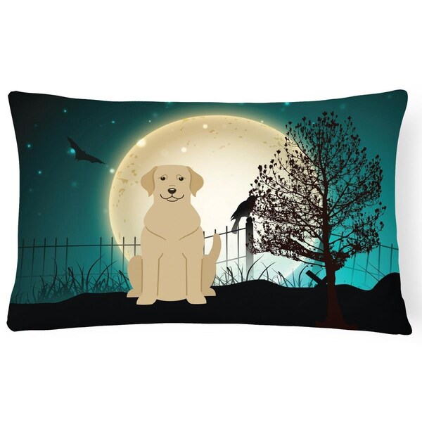 Carolines Treasures Halloween Scary Yellow Labrador Canvas Fabric Decorative Pillow - BB2245PW1216
