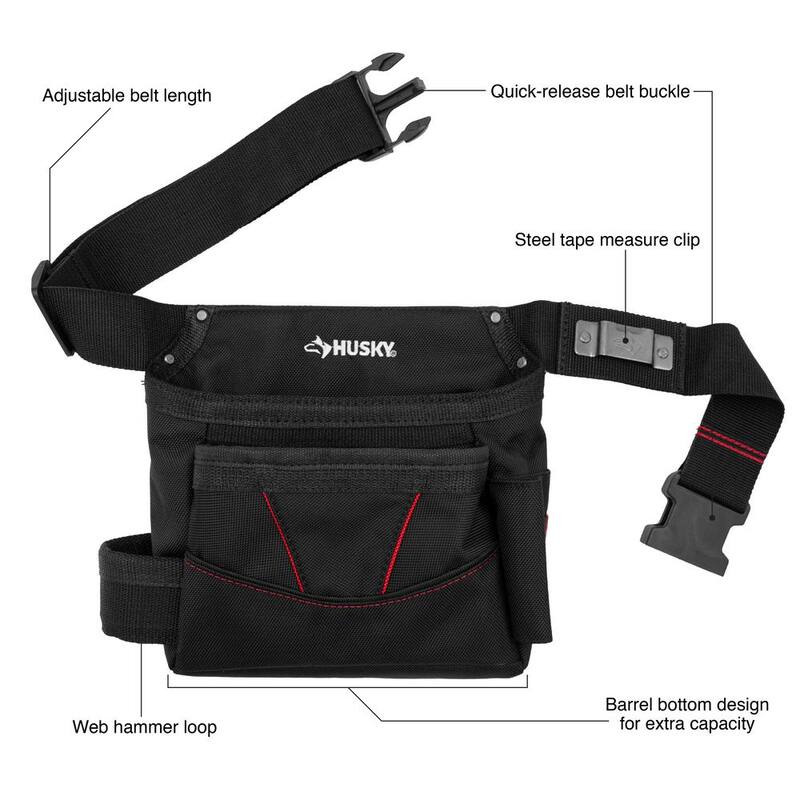 Husky 6-Pocket Black Tool Belt Pouch - HD335088-TH