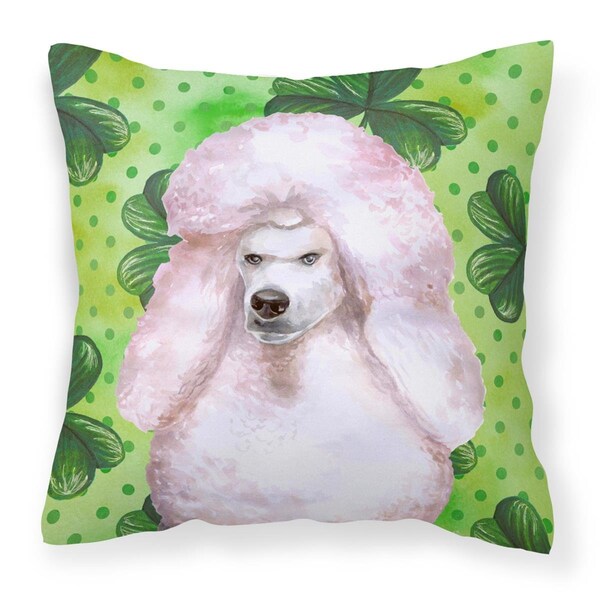 Jensendistributionservices White Standard Poodle St.Patricks Fabric Decorative Pillow - MI2551742