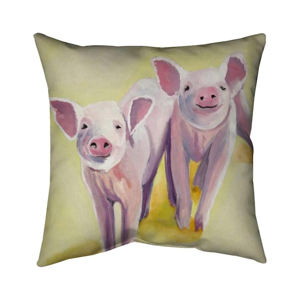 Begin Home Decor 26 x 26 in. Two Smiling Pigs-Double Sided Print Indoor Pillow - 5541-2626-AN420