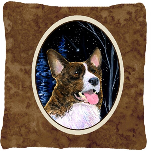 Jensendistributionservices Starry Night Corgi Decorative Indoor & Outdoor Fabric Pillow - MI2556844