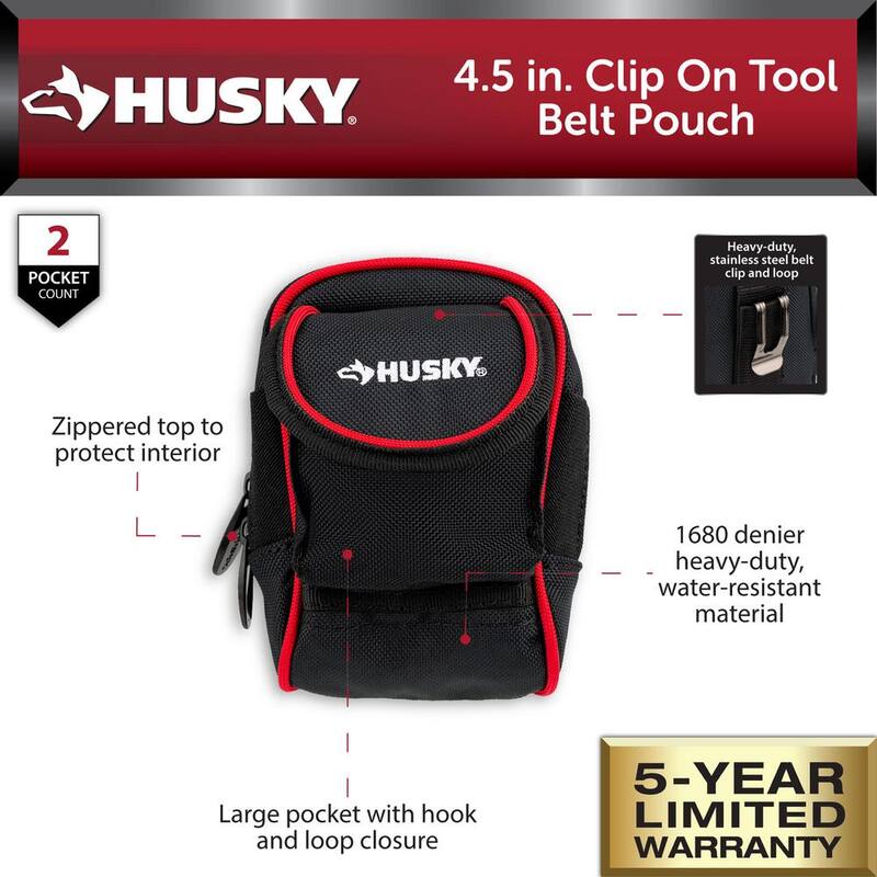 Husky 4.5 in. Clip On Tool Belt Pouch - HD55100-TH