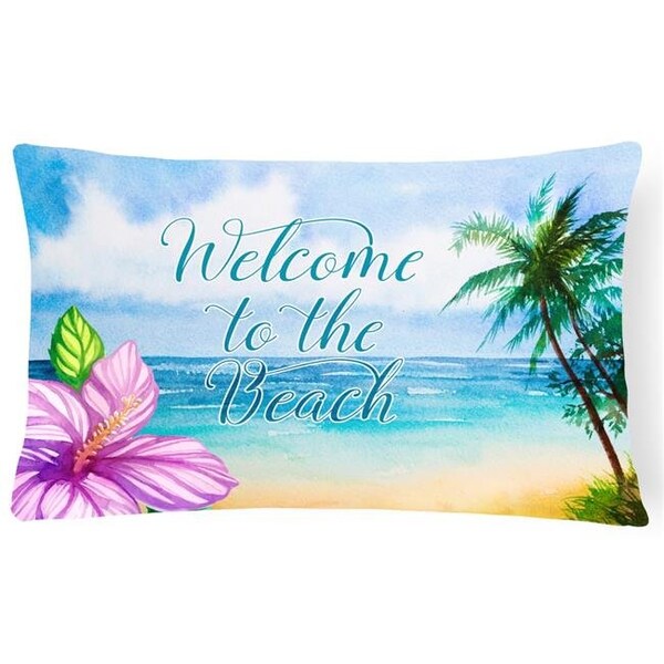 Carolines Treasures Carolines Treasures BB8530PW1216 Beach Scene Welcome Canvas Fabric Decorative Pillow - BB8530PW1216