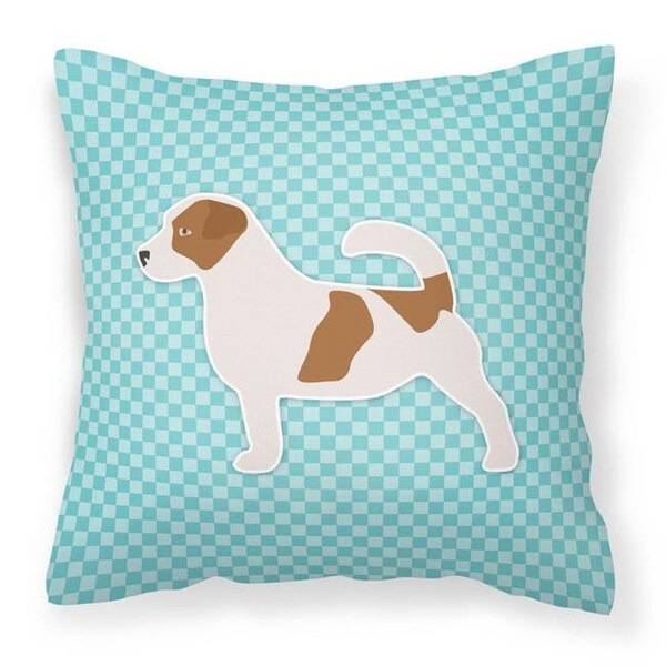 Carolines Treasures Carolines Treasures BB3707PW1818 Jack Russell Terrier Checkerboard Blue Fabric Decorative Pillow - BB3707PW1818